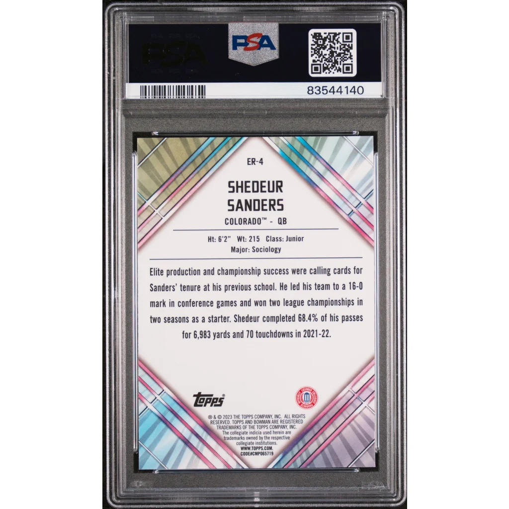 Graded 2023 Topps Bowman U Chrome Shedeur Sanders #ER4 U/D Early Risers Rookie RC Football Card PSA 10 Gem Mint | PSA 10 Gem Mint Graded Rookie Card | vintageantiquesgifts.com