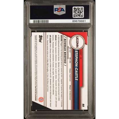 PSA graded Stephon Castle Pink Chrome Rookie Card sports trading card image