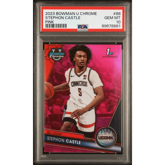 2023 Bowman U Chrome Stephon Castle Pink Basketball Card in PSA Graded Rookie Card product