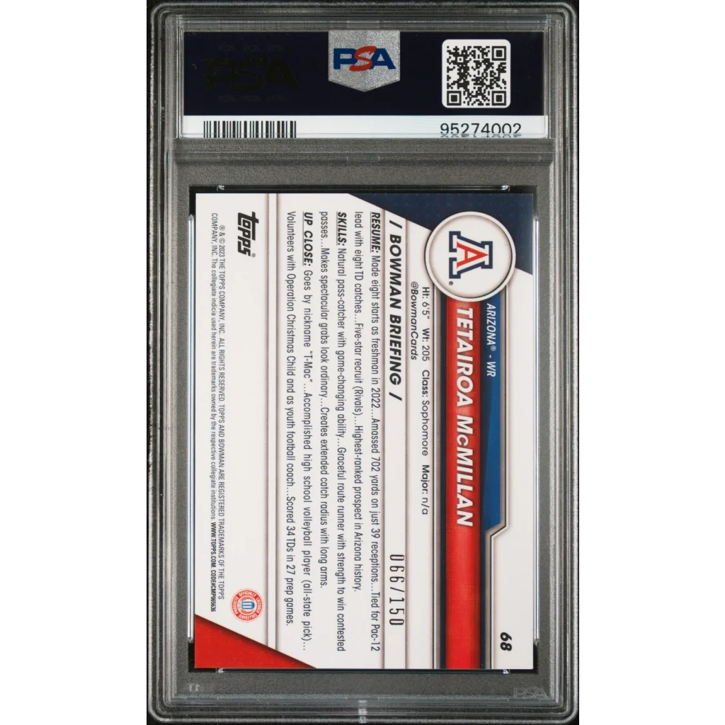 PSA Graded Tetairoa McMillan Fuchsia Mini Diamond Refractor Football Card