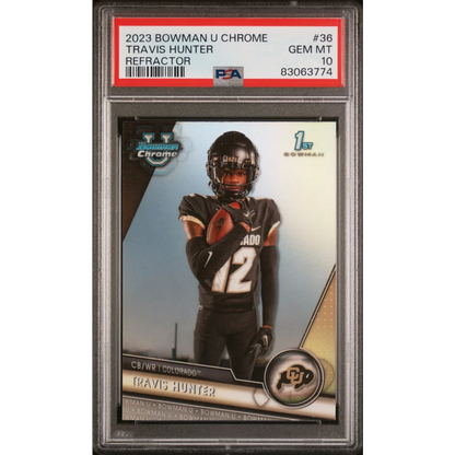 Graded 2023 Bowman U Chrome Travis Hunter #36 Refractor RC PSA 10 Gem Mint