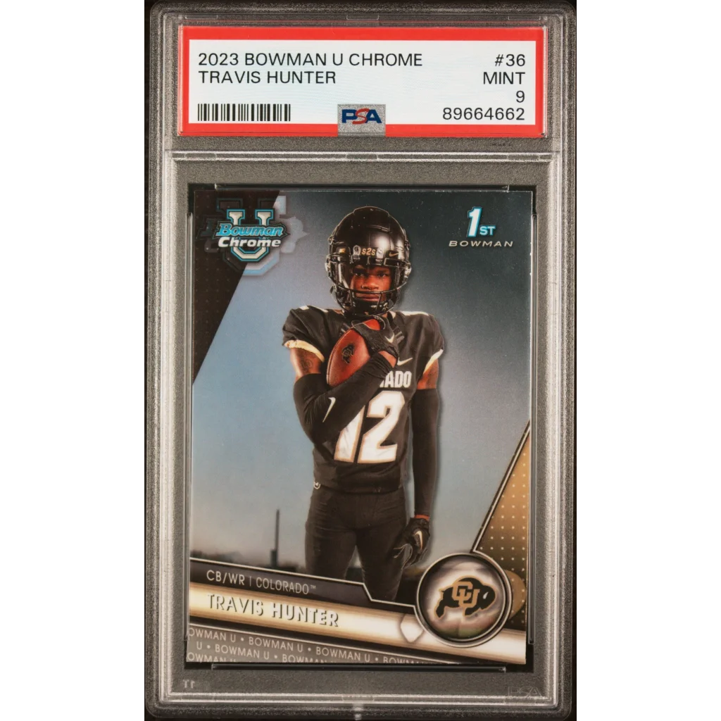 Graded PSA 9 Mint 2023 Bowman U Chrome Travis Hunter #36 Rookie RC Football Card