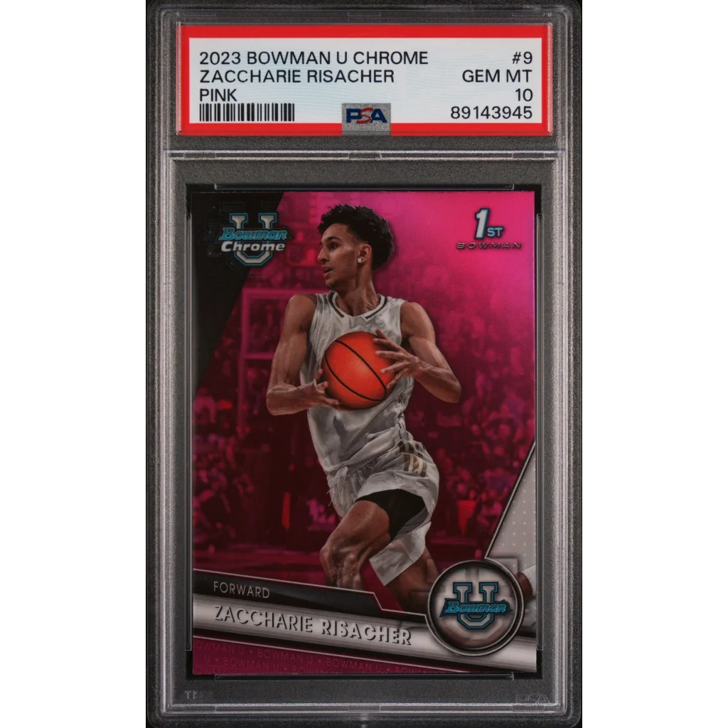 Graded 2023 Topps Bowman U Chrome Zaccharie Risacher #9 Pink Rookie RC Basketball Card PSA 10 Gem Mint | Hall of Fame Sports Memorabilia | vintageantiquesgifts.com