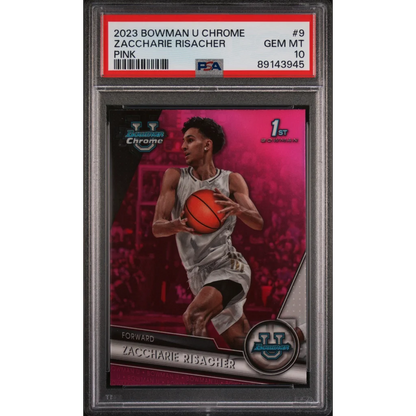 Graded 2023 Topps Bowman U Chrome Zaccharie Risacher #9 Pink Rookie RC Basketball Card PSA 10 Gem Mint | Hall of Fame Sports Memorabilia | vintageantiquesgifts.com
