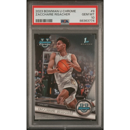Graded 2023 Topps Bowman U Chrome Zaccharie Risacher #9 Rookie RC Basketball Card PSA 10 Gem Mint | Hall of Fame Sports Memorabilia | vintageantiquesgifts.com