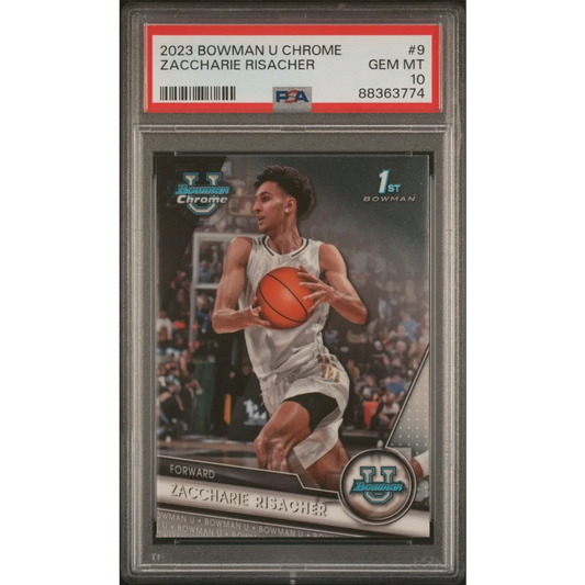 Graded 2023 Topps Bowman U Chrome Zaccharie Risacher #9 Rookie RC Basketball Card PSA 10 Gem Mint | Hall of Fame Sports Memorabilia | vintageantiquesgifts.com