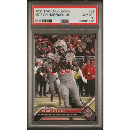 Graded 2023 Topps Bowman U Now Marvin Harrison Jr #25 Rookie RC Football Card PSA 10 Gem Mint | Hall of Fame Sports Memorabilia | vintageantiquesgifts.com