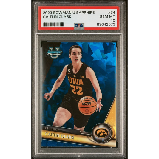 Graded 2023 Topps Bowman U Sapphire Caitlin Clark #34 Rookie RC Basketball Card PSA 10 Gem Mint | Hall of Fame Sports Memorabilia | vintageantiquesgifts.com
