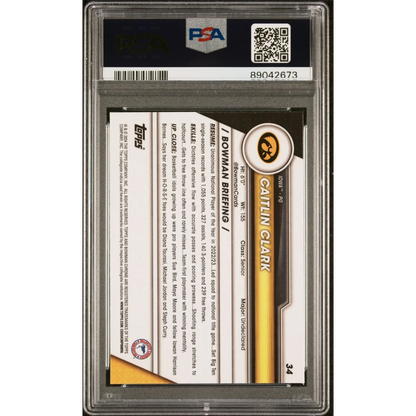 Graded PSA 10 2023 Topps Bowman U Sapphire Caitlin Clark #34 Rookie Card