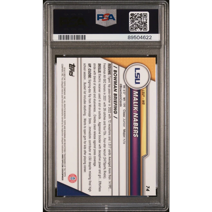 Graded 2023 Topps Bowman U Sapphire Malik Nabers #74 Rookie RC Football Card PSA 10 Gem Mint | PSA 10 Gem Mint Graded Rookie Card | vintageantiquesgifts.com
