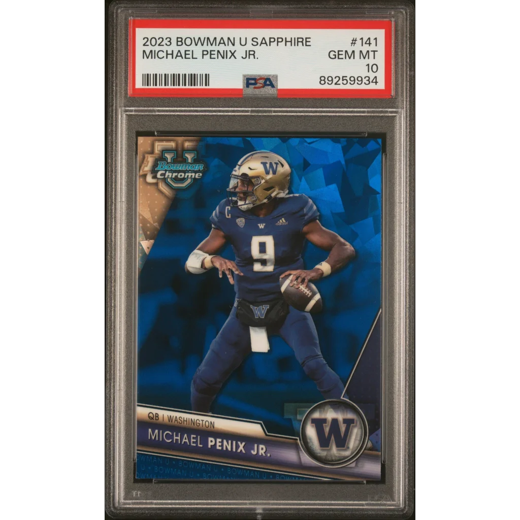 Graded 2023 Topps Bowman U Sapphire Michael Penix Jr. #141 RC PSA 10