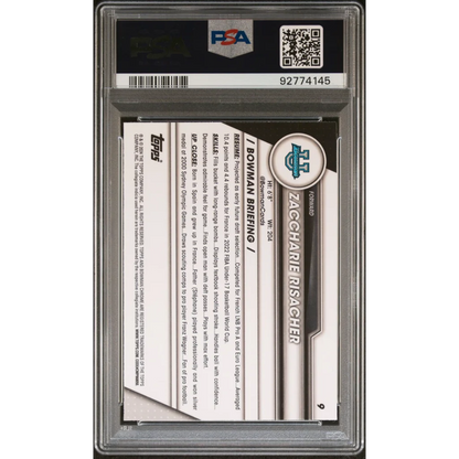 PSA 10 Zaccharie Risacher 2023 Bowman U Sapphire Basketball Gem in protective slab
