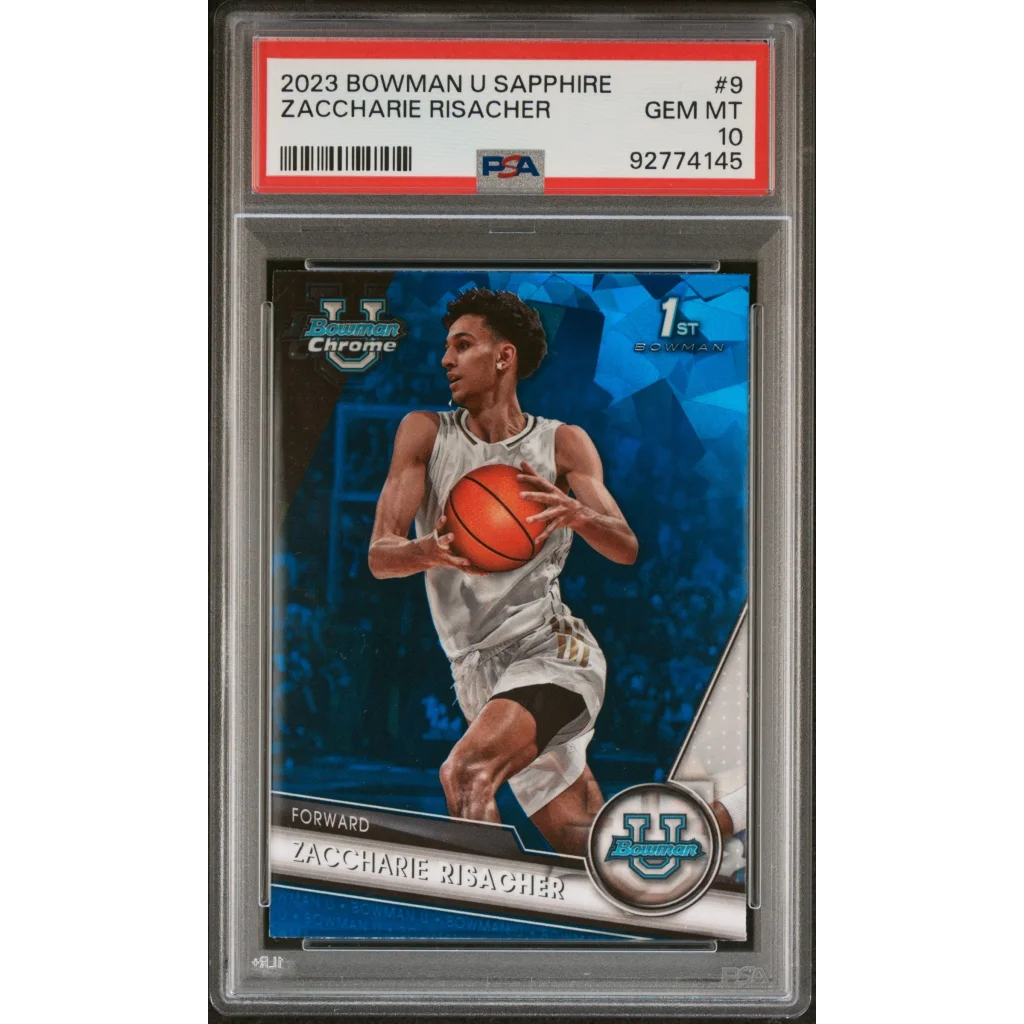 PSA 10 Zaccharie Risacher 2023 Bowman U Sapphire basketball card GEM MT 10