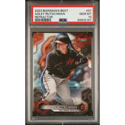 PSA Graded 2023 Bowman’s Best Adley Rutschman Refractor Baseball Card