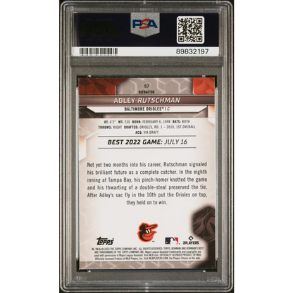 Graded 2023 Bowman’s Best Adley Rutschman Refractor Baseball Card in PSA holder