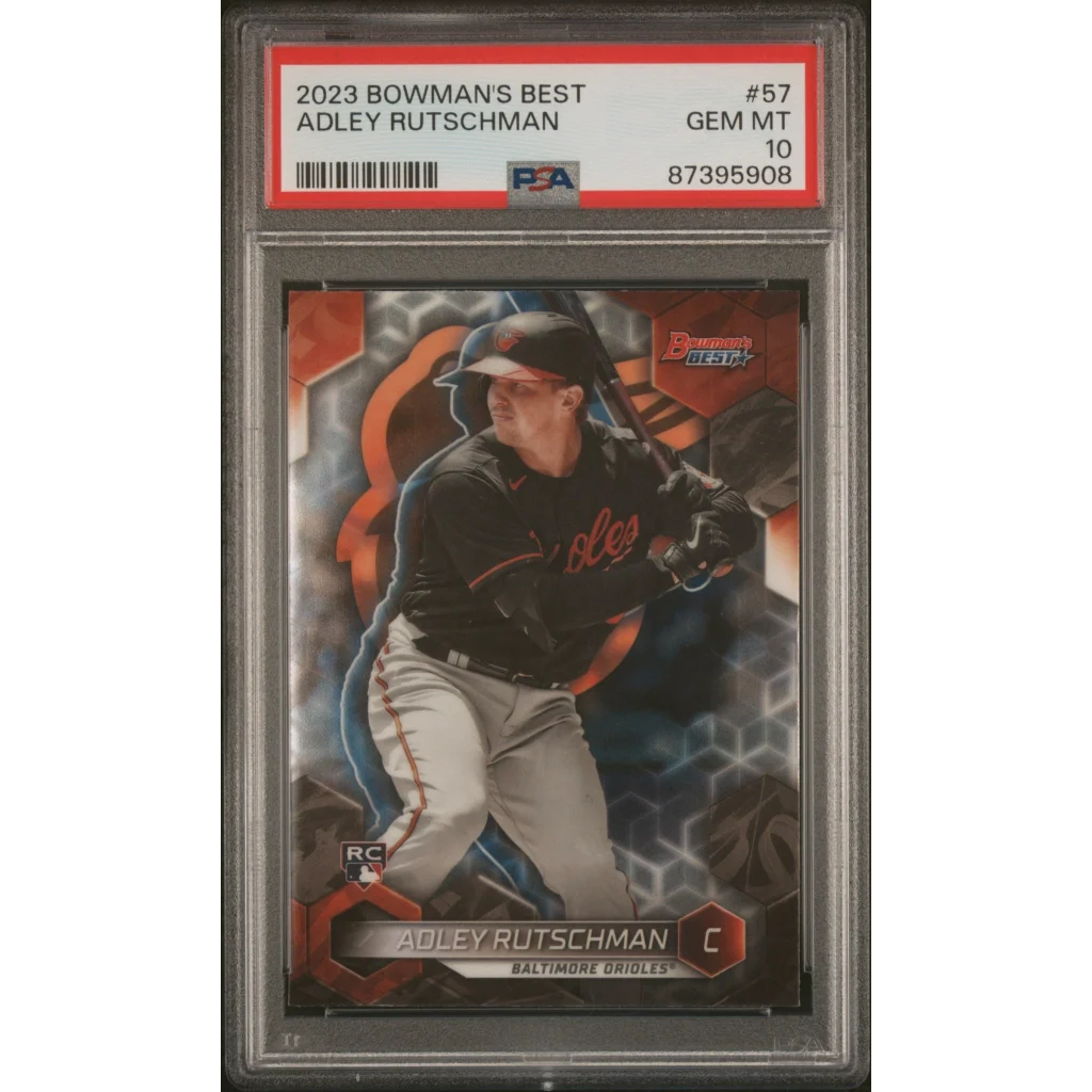 Graded 2023 Topps Bowmans Best Adley Rutschman #57 Rookie RC Baseball Card PSA 10 Gem Mint | Hall of Fame Sports Memorabilia | vintageantiquesgifts.com