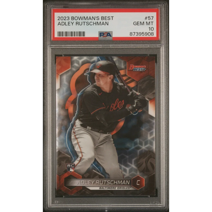 Graded 2023 Topps Bowmans Best Adley Rutschman #57 Rookie RC Baseball Card PSA 10 Gem Mint | Hall of Fame Sports Memorabilia | vintageantiquesgifts.com