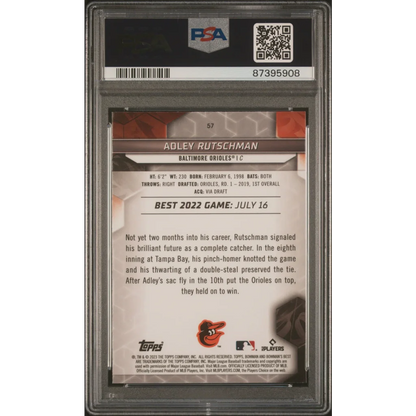 Graded 2023 Topps Bowmans Best Adley Rutschman #57 Rookie RC Baseball Card PSA 10 Gem Mint | PSA 10 Gem Mint Graded Rookie Card | vintageantiquesgifts.com