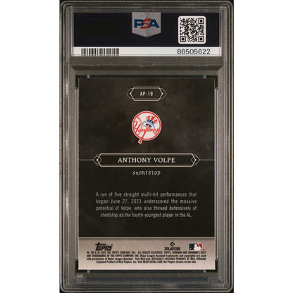 Graded PSA 10 Anthony Volpe Astral Projections baseball card in mint condition