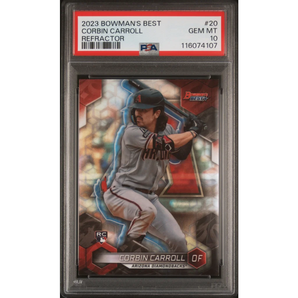 Graded 2023 Topps Bowmans Best Corbin Carroll #20 Refractor Rookie RC Baseball Card PSA 10 Gem Mint | Hall of Fame Sports Memorabilia | vintageantiquesgifts.com