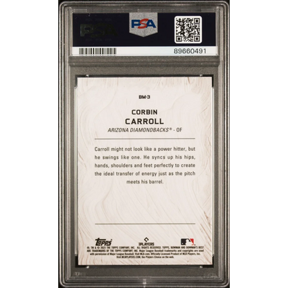 Graded 2023 Topps Bowmans Best Corbin Carroll #BM3 Masterpieces Rookie RC Baseball Card PSA 10 Gem Mint | PSA 10 Gem Mint Graded Rookie Card | vintageantiquesgifts.com