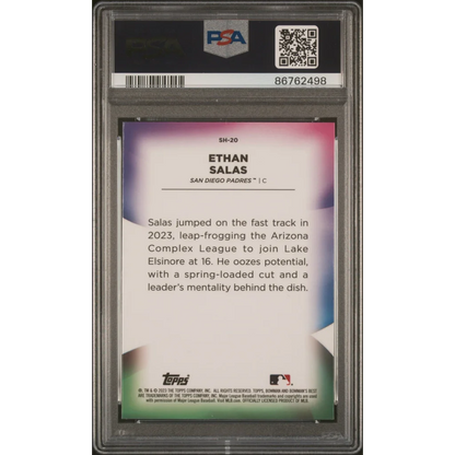 Graded Ethan Salas Baseball Card PSA GEM MT 10 collectible on display