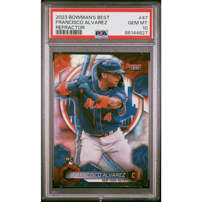 Graded 2023 Topps Bowmans Best Francisco Alvarez #47 Refractor Rookie RC Baseball Card PSA 10 Gem Mint | Hall of Fame Sports Memorabilia | vintageantiquesgifts.com