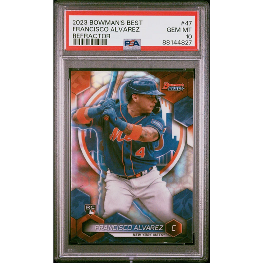 Francisco Alvarez Topps Bowman’s Best 2023 Refractor Rookie Card Gem Mint PSA 10