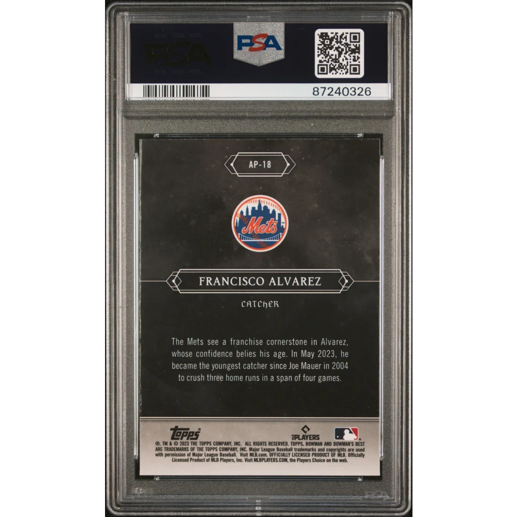 Graded 2023 Topps Bowmans Best Francisco Alvarez #AP18 Astral Projections Rookie RC Baseball Card PSA 10 Gem Mint | PSA 10 Gem Mint Graded Rookie Card | vintageantiquesgifts.com