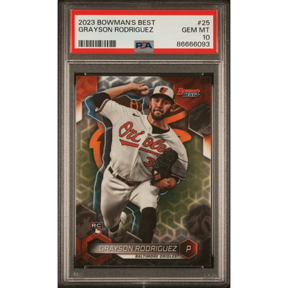 Graded 2023 Topps Bowmans Best Grayson Rodriguez #25 Rookie RC Baseball Card PSA 10 Gem Mint | Hall of Fame Sports Memorabilia | vintageantiquesgifts.com