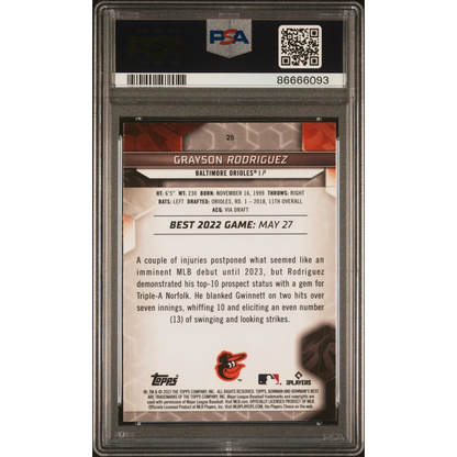 Graded 2023 Topps Bowmans Best Grayson Rodriguez #25 Rookie RC Baseball Card PSA 10 Gem Mint | PSA 10 Gem Mint Graded Rookie Card | vintageantiquesgifts.com