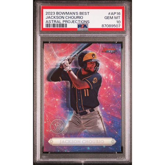 Graded 2023 Topps Bowmans Best Jackson Chourio #AP16 Astral Projections Rookie RC Baseball Card PSA 10 Gem Mint | Hall of Fame Sports Memorabilia | vintageantiquesgifts.com