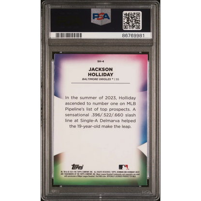 Professional sports authenticator graded Jackson Holliday 2023 Bowman Best card image