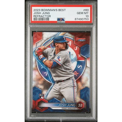 2023 Bowman’s Best Josh Jung Refractor baseball card PSA 10 Gem Mint front view