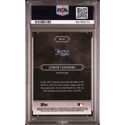 Graded Junior Caminero Baseball Card in PSA case ready to ship