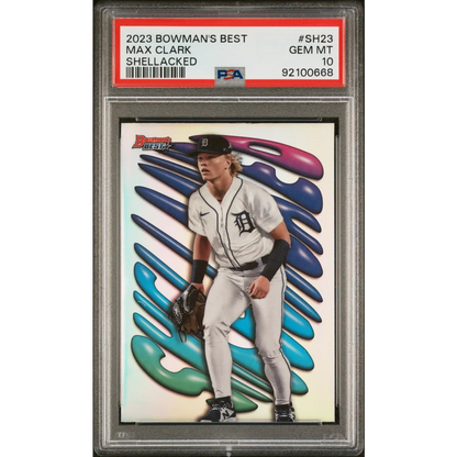 Graded 2023 Topps Bowmans Best Max Clark #SH23 Shellacked Rookie RC Baseball Card PSA 10 Gem Mint | Hall of Fame Sports Memorabilia | vintageantiquesgifts.com