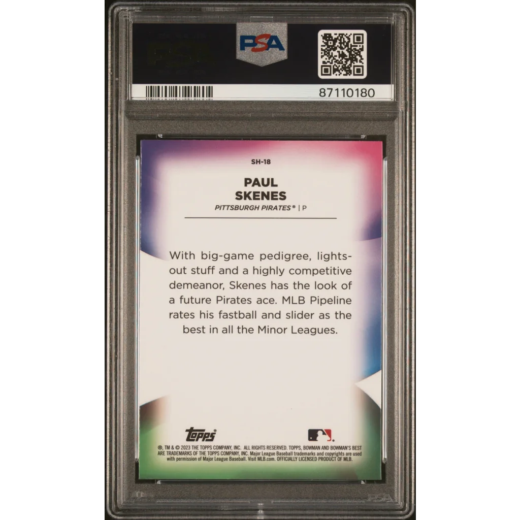 Graded 2023 Topps Bowmans Best Paul Skenes #SH18 Shellacked Rookie RC Baseball Card PSA 10 Gem Mint | PSA 10 Gem Mint Graded Rookie Card | vintageantiquesgifts.com