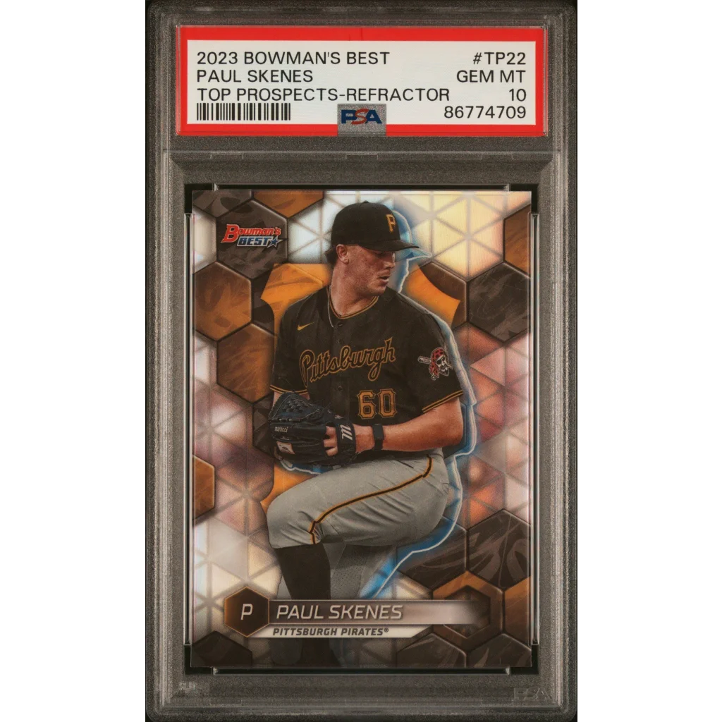Graded 2023 Topps Bowmans Best Paul Skenes #TP22 Top Prospects Refractor Rookie RC Baseball Card PSA 10 Gem Mint | Hall of Fame Sports Memorabilia | vintageantiquesgifts.com