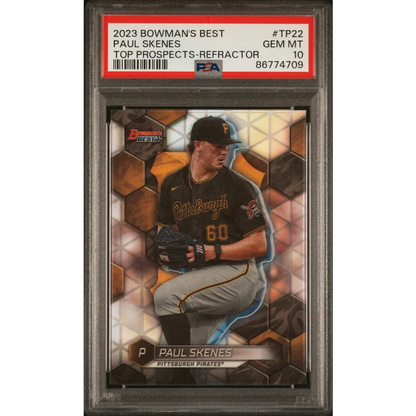 Graded 2023 Topps Bowmans Best Paul Skenes #TP22 Top Prospects Refractor Rookie RC Baseball Card PSA 10 Gem Mint | Hall of Fame Sports Memorabilia | vintageantiquesgifts.com