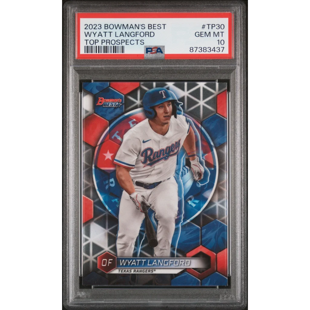 Graded 2023 Topps Bowmans Best Wyatt Langford #TP30 Top Prospects Rookie RC Baseball Card PSA 10 Gem Mint | Hall of Fame Sports Memorabilia | vintageantiquesgifts.com