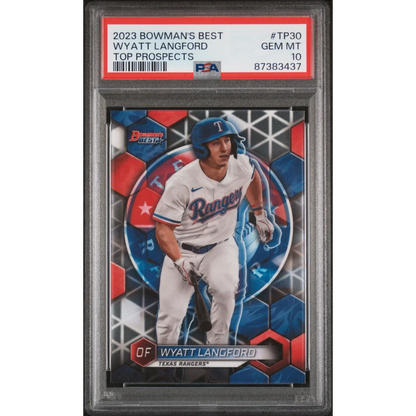 Graded 2023 Topps Bowmans Best Wyatt Langford #TP30 Top Prospects Rookie RC Baseball Card PSA 10 Gem Mint | Hall of Fame Sports Memorabilia | vintageantiquesgifts.com