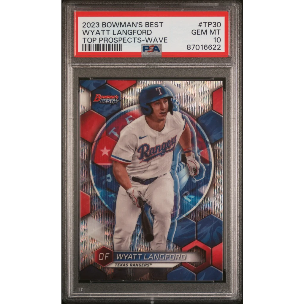 Graded PSA 10 2023 Bowmans Best Wyatt Langford Top Prospects Wave RC