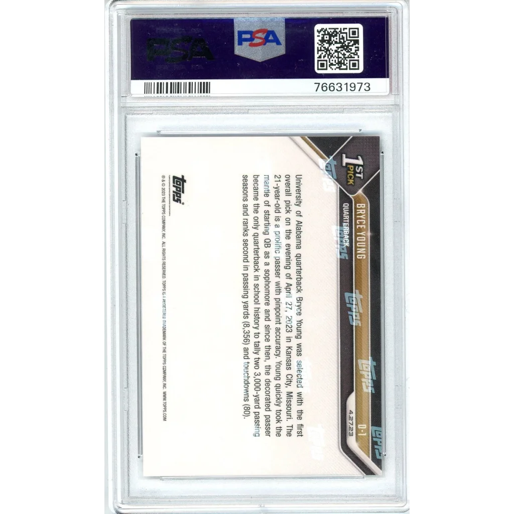 GRADED PSA 10 Bryce Young 2023 Topps Now Rookie Card GEM MINT collectible