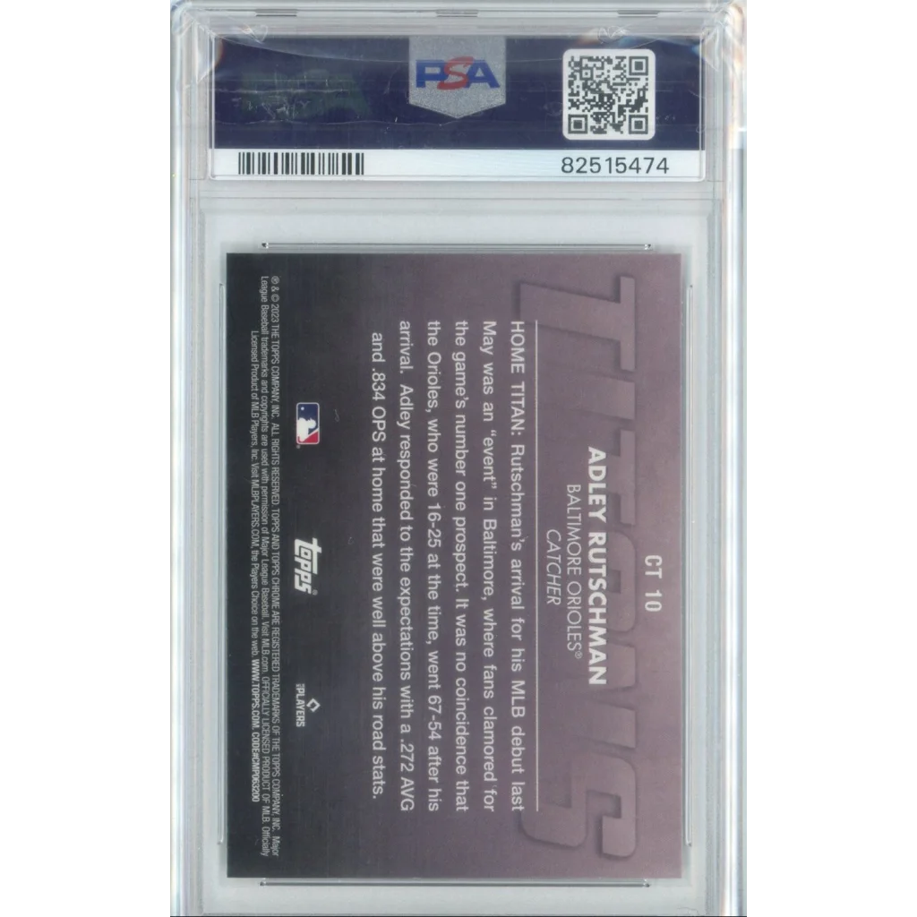 Graded 2023 Topps Chrome Adley Rutschman #CT10 Titans Rookie RC Baseball Card PSA 10 Gem Mint | PSA 10 Gem Mint Graded Rookie Card | vintageantiquesgifts.com