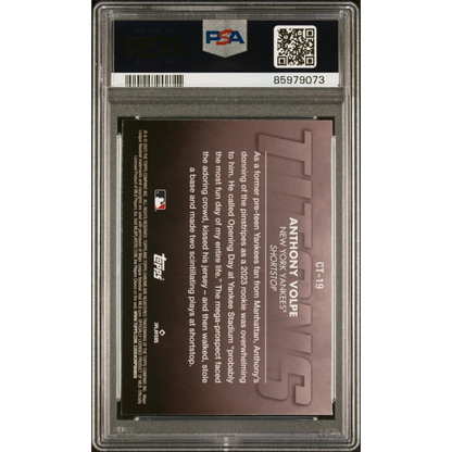 Graded 2023 Topps Chrome Anthony Volpe #CT19 Titans Rookie RC Baseball Card PSA 10 Gem Mint | PSA 10 Gem Mint Graded Rookie Card | vintageantiquesgifts.com