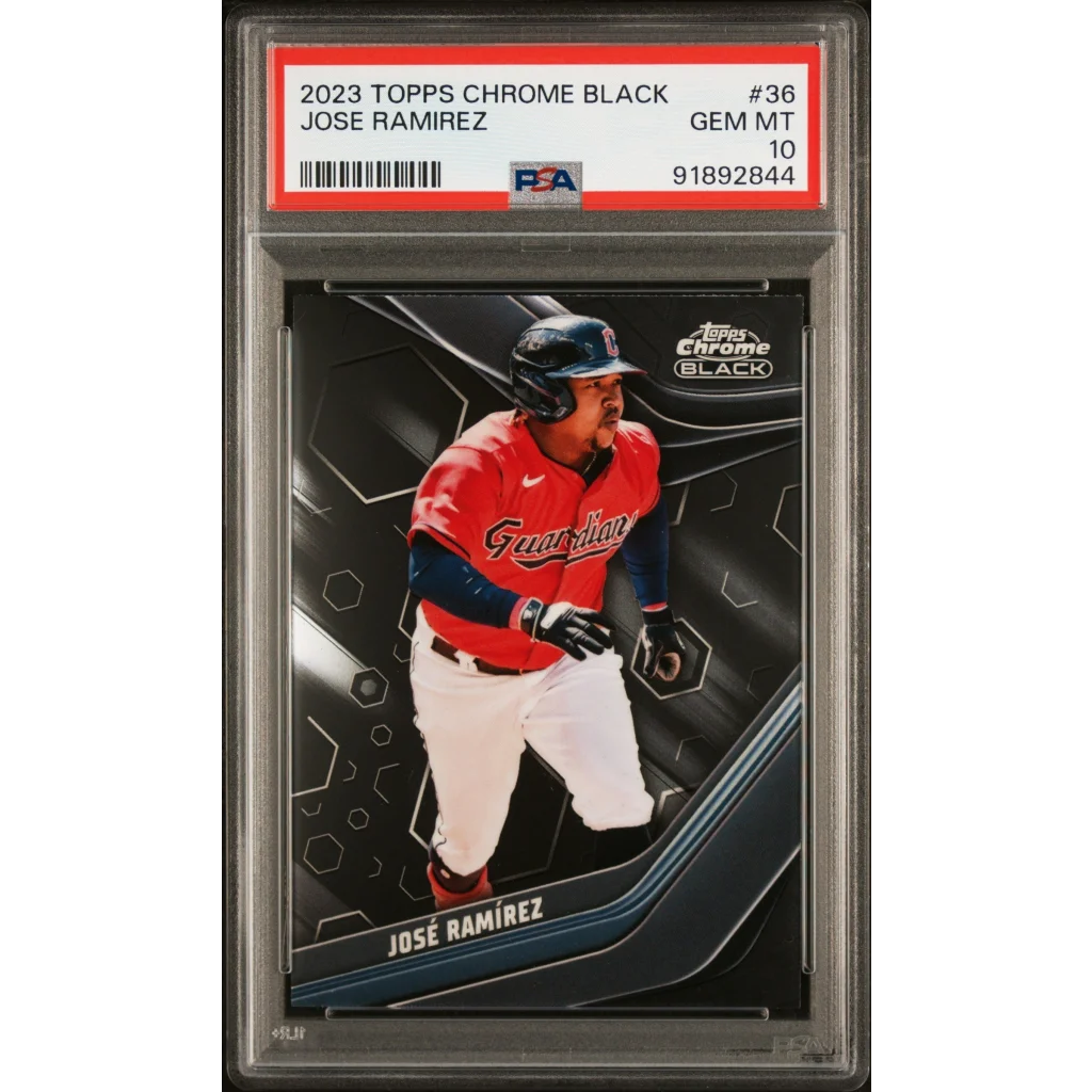 PSA graded Jose Ramirez 2023 Topps Chrome Black baseball card for sale