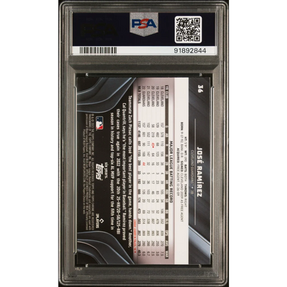 PSA graded Jose Ramirez 2023 Topps Chrome Black baseball card for collectors