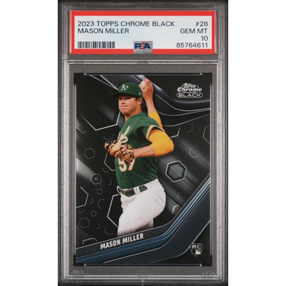 PSA Graded Mason Miller 2023 Topps Chrome Black Baseball Card in good condition