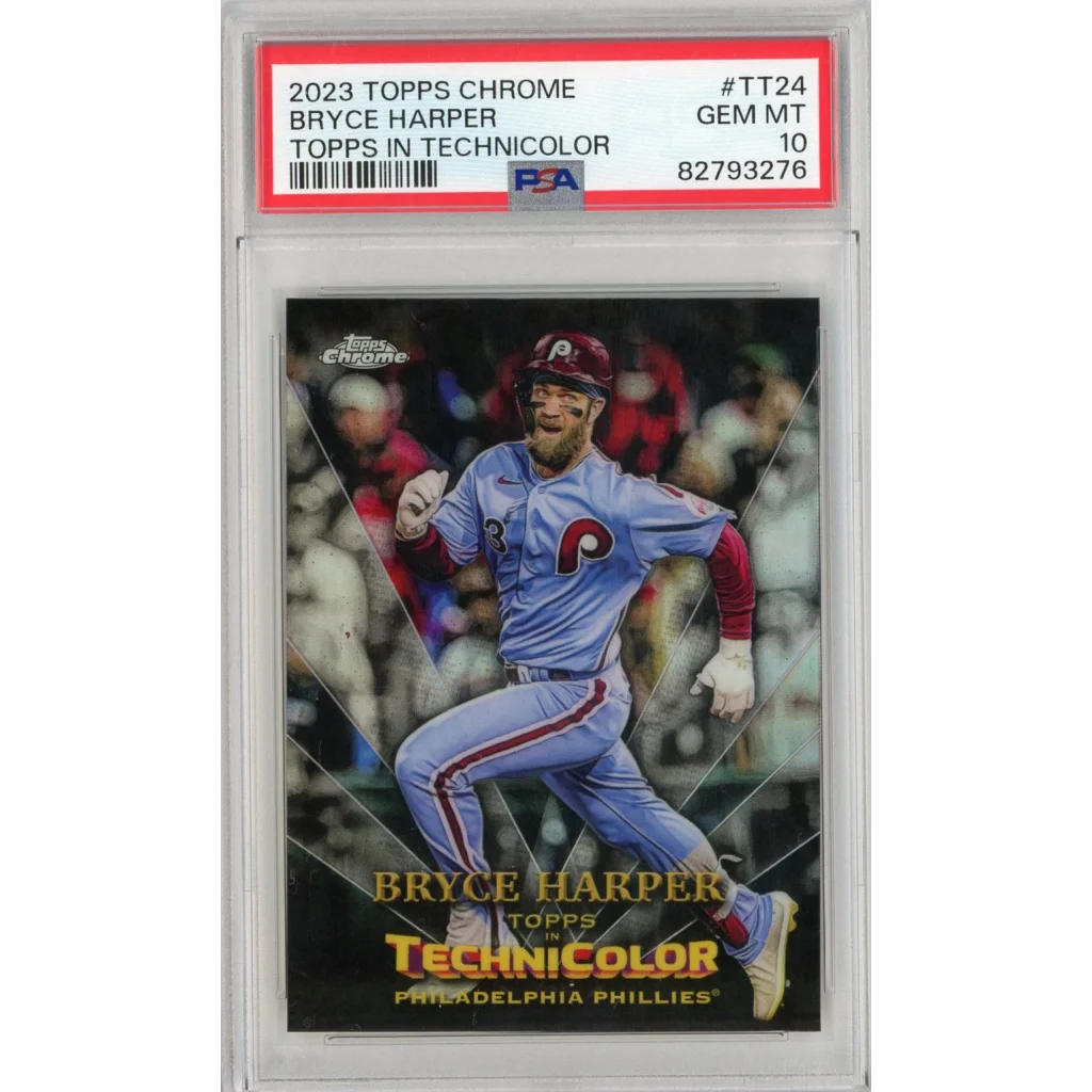 Professional graded Bryce Harper 2023 Topps Chrome Technicolor baseball card PSA 10