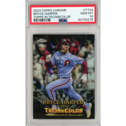 Professional graded Bryce Harper 2023 Topps Chrome Technicolor baseball card PSA 10